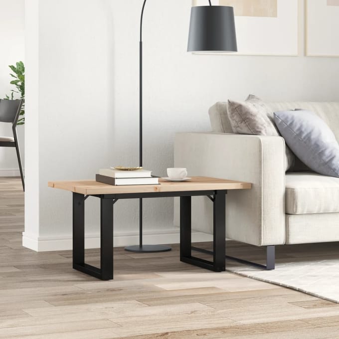 vidaXL - Salontafel - O-frame - 80x50x40,5 - cm - grenenhout - en - staal