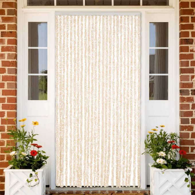 vidaXL - Vliegengordijn - 100x220 - cm - chenille - beige - en - wit