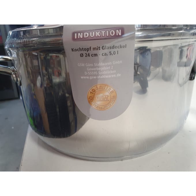 GSW Kookpan met glazen deksel - ca 5 ltr - Meran 24