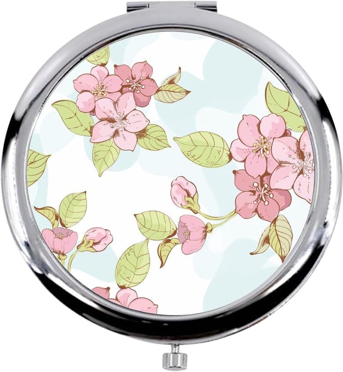 Zakspiegel Metaal - Compacte Make-up Spiegel - Make-up Bijwerken - Exclusief Japans Design - Diameter 70 mm - Wit