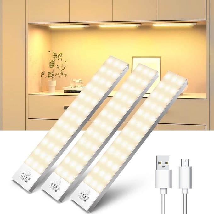 Nachtlampje LED met Bewegingsmelder - 3 Stuks Warmwit Keuken Verlichting