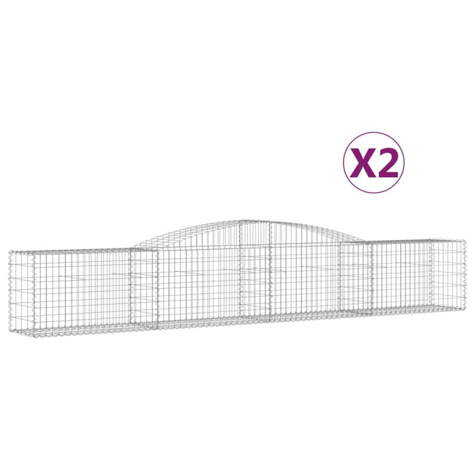 vidaXL - Schanskorf - 2 - st - gewelfd - 400x50x60/80 - cm - gegalvaniseerd - ijzer