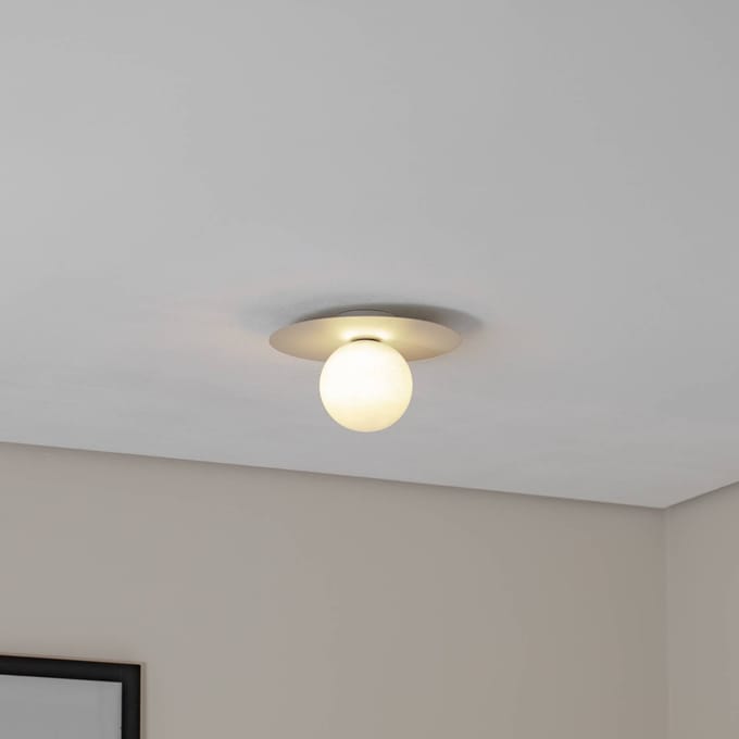 TK Lighting Plafondlamp Pixie, beige, glas, Ø 25 cm, bol, G9