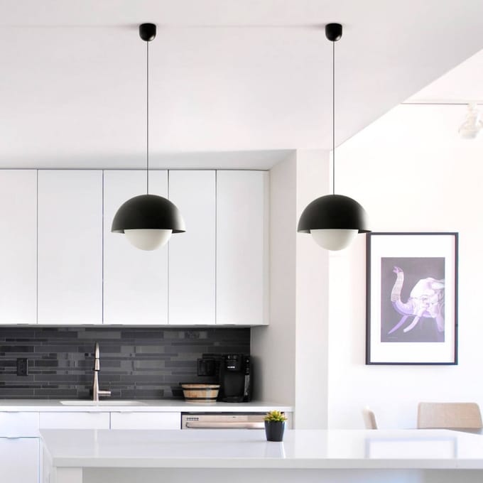 FARO BARCELONA Marisol LED hanglamp, zwart, staal/glas, Ø 30 cm