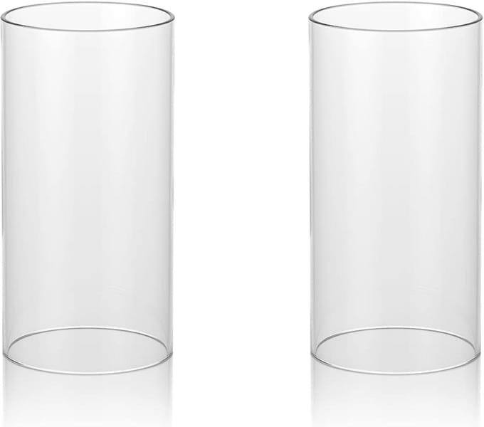 Set van 2 Cilinder Glazen Windlichten voor Stolpkaarsen (Hoge & Brede Pasvorm)