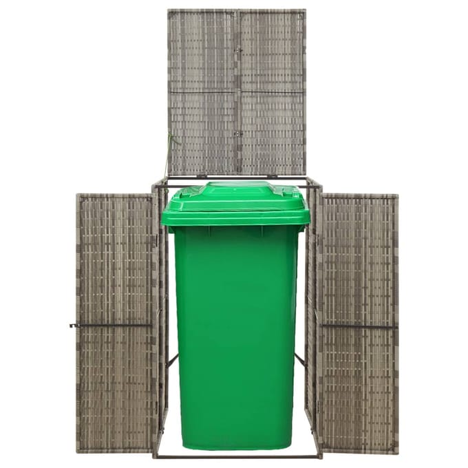 vidaXL - Containerberging - enkel - 70x80x117 - cm - poly - rattan - grijs