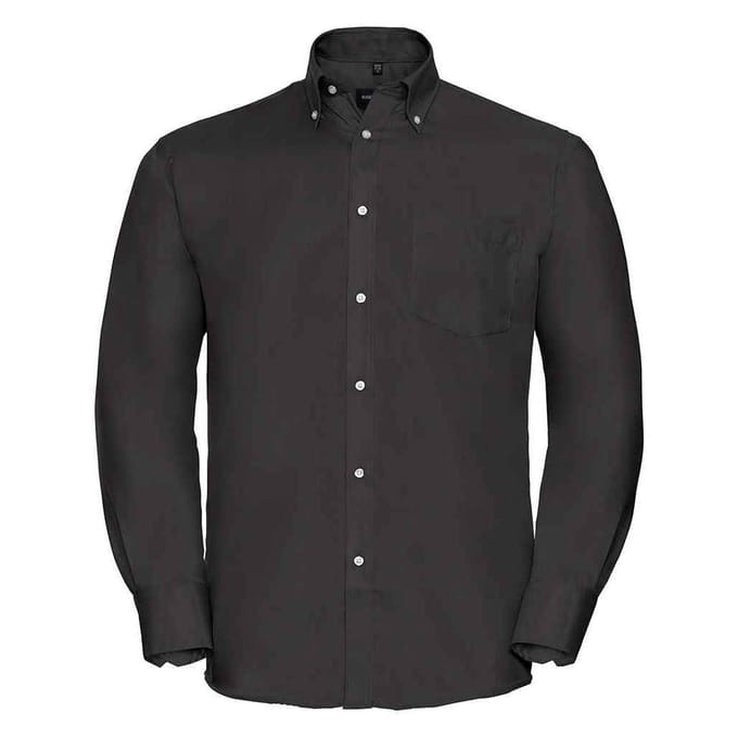 Russell Collection Heren Ultimate Formeel Overhemd Met Lange Mouwen (Zwart)