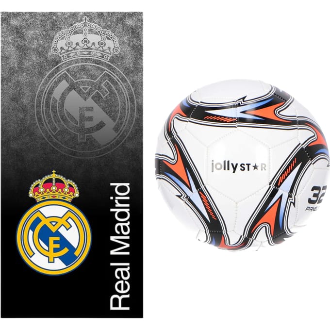 Real Madrid strandset; strandlaken en voetbal