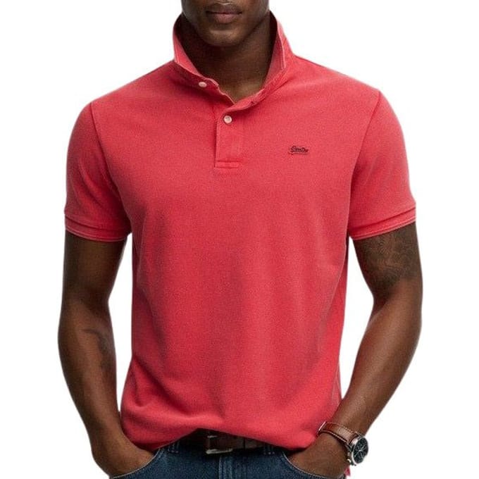 Superdry Polo Pique Classic Raspberry Roze - Maat L - Heren