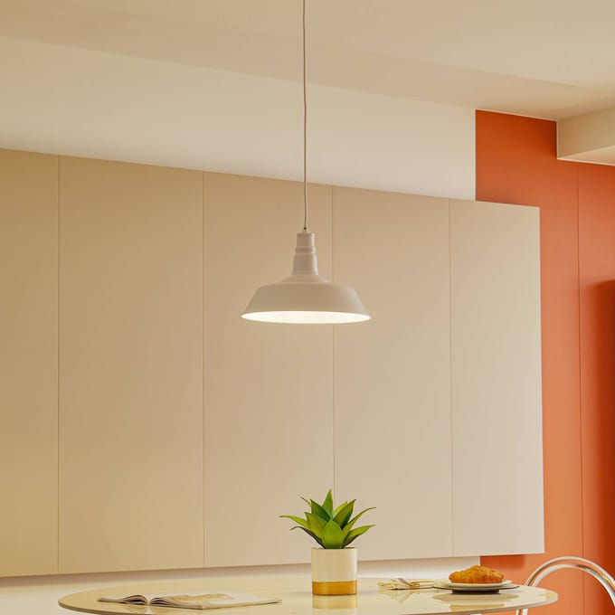 Lindby - hanglamp - 1licht - Metaal - H: 10.5 cm - E27 - wit