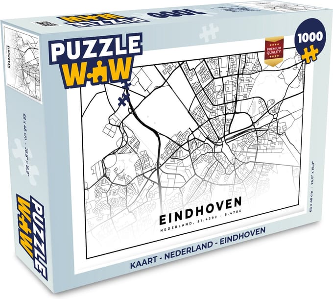 Puzzel Kaart - Nederland - Eindhoven - Legpuzzel - Puzzel 1000 stukjes volwassenen