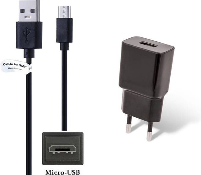 OneOne 2A lader + 0,25m standaard Micro USB kabel. Universele oplader adapter past op Pocketbook eReader Basic New / Touch / Touch 2, Color Lux, Mini, Mini Pro, tablet 360 Plus, Touch HD / HD 2 / HD 3, Ultra, Sense