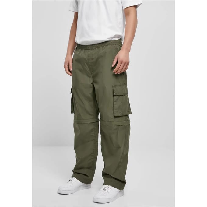 Urban Classics - Zip Away Cargobroek - S - Olijfgroen