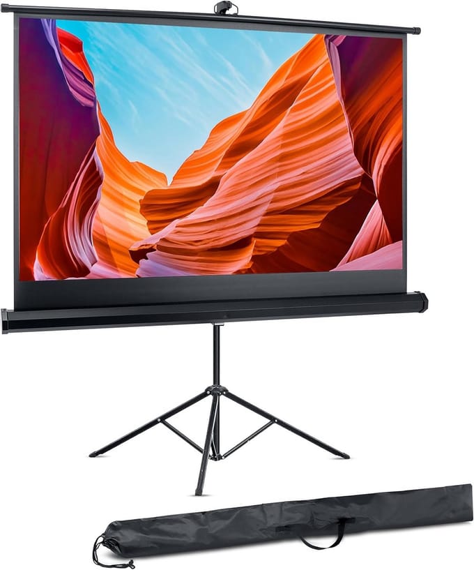 Projector Scherm - Roll-Up Scherm - Film Avonden - Met Standaard - 60 Inch - Mat Wit