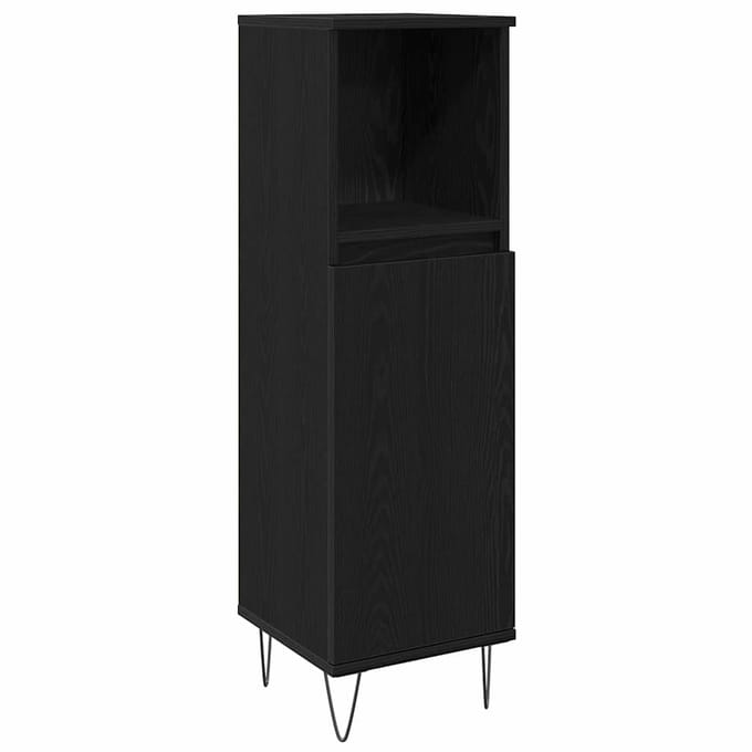 vidaXL - Badkamermeubel - Set - 3 - st - Zwart - Eiken - 30 - x - 30 - x - 180 - cm