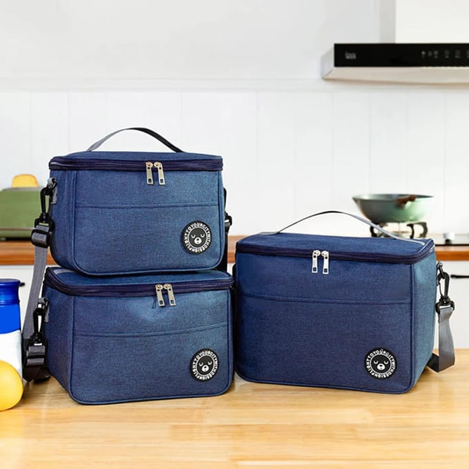 Geïsoleerde Lunchtas Waterdicht Grote Capaciteit Thermische Voedselcontainer Verstelbare Schouderriem Verdikte Lunchbox voor School S blue