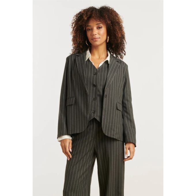 Smashed Lemon Grijs en wit pinstriped blazer |