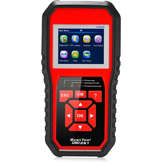 Lecteur de code de scanner OBDII (KW850) Contrôle de diagnostic de voiture professionnel OBDII Anto Scanner rouge