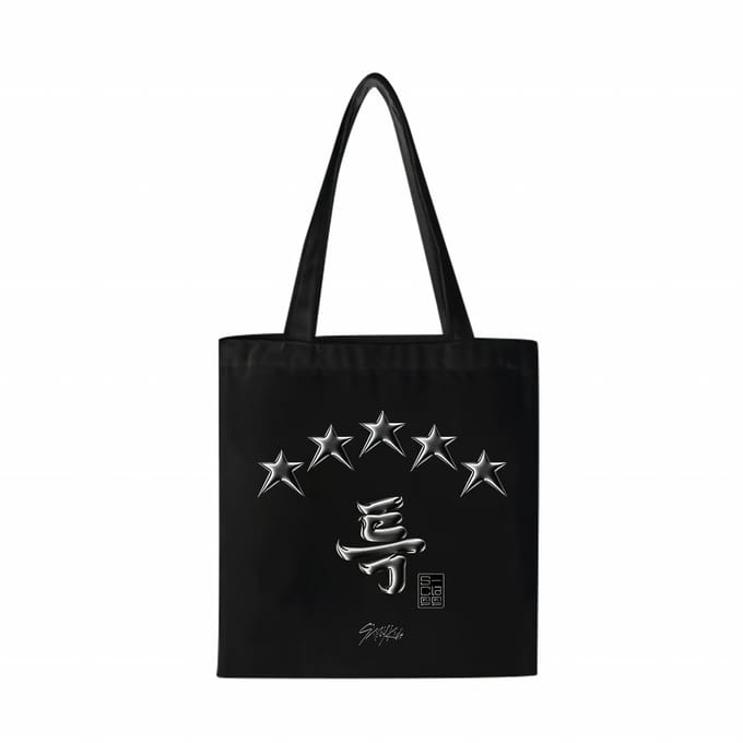 Kpop Idol Group Stray Kids 5-STAR Non-woven Canvas bags Zwart met ster variant 2 [Schoudertas]