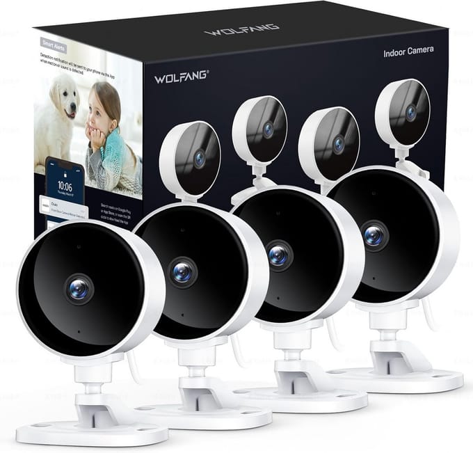 Binnen Camera - Beveiligingscamera Set - Huisbewaking - AI Mensdetectie - 4 Stuks - Wit
