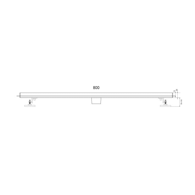Douchegoot - 80cm - Mat Zwart - Standaard rooster- RVS - Met Flens