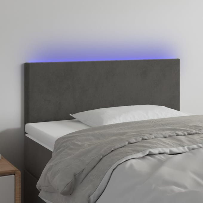 vidaXL - Hoofdbord - LED - 100x5x78/88 - cm - fluweel - donkergrijs