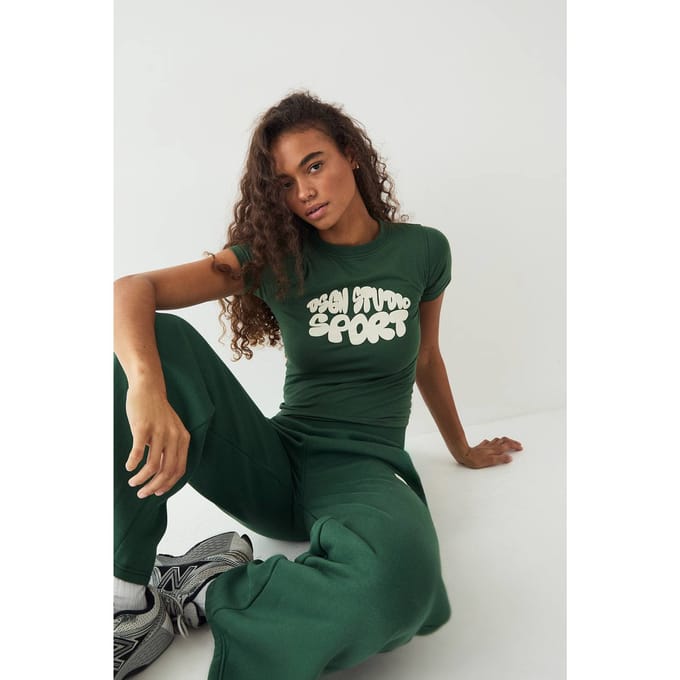Dames DSGN Studio Sport Bubble Slogan Baby T-Shirt | Forest | Maat: 3XL