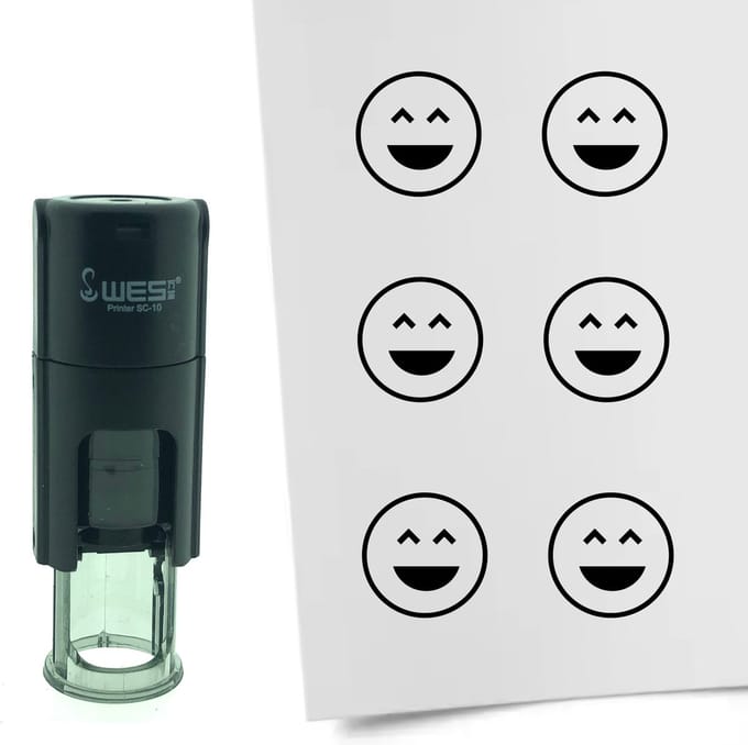 CombiCraft Stempel Smiley Vrolijk 10mm rond - Zwarte inkt