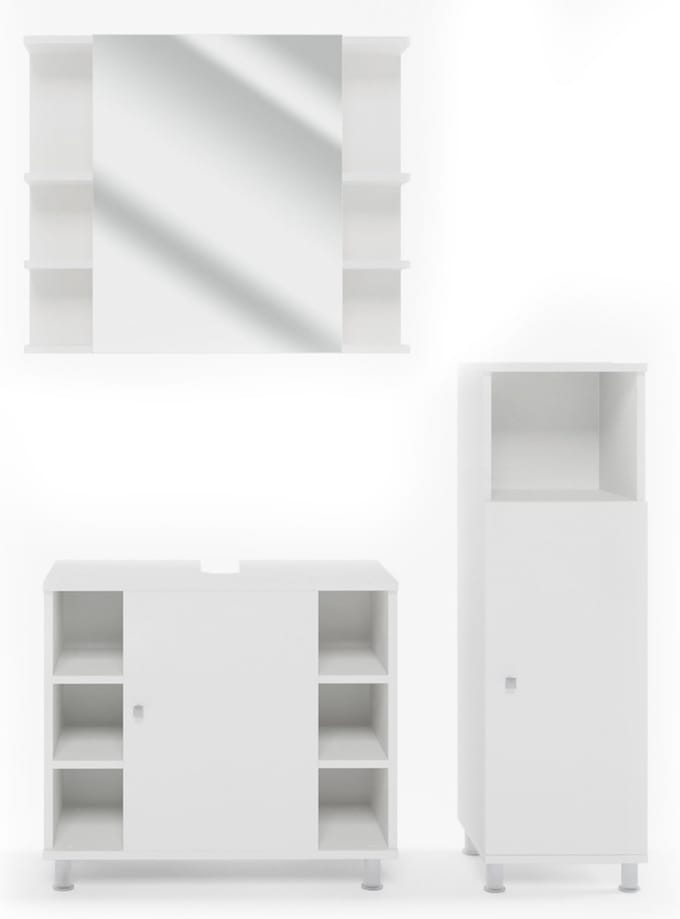 Vicco Badkamermeubel set Fynn, Wit, 3-delig