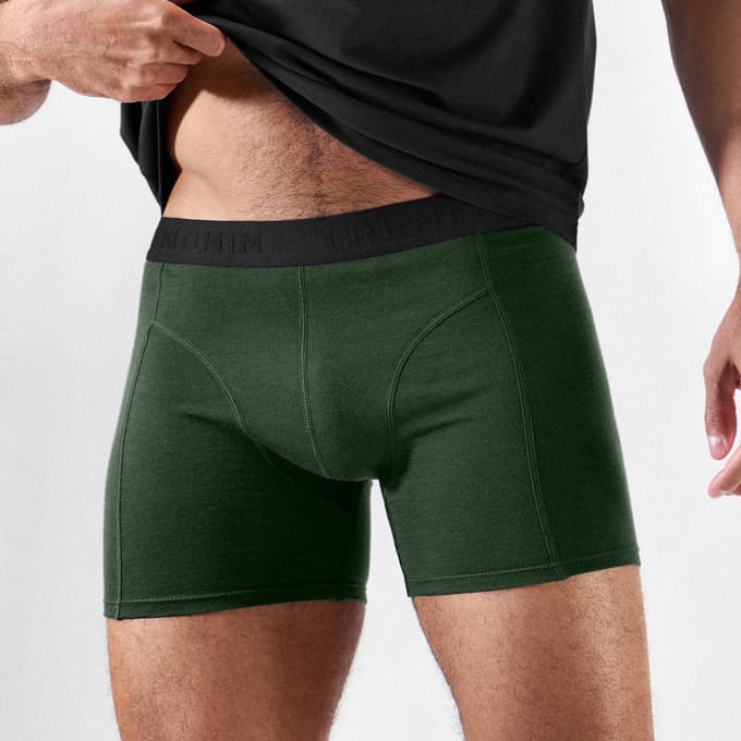 FeatherFeel | Olijfgroene boxershort van merinowol