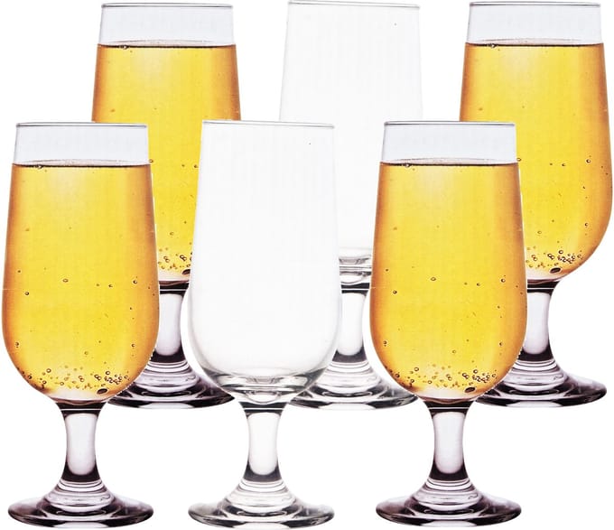 Alessandro Bierglazen Cerveza - 6x stuks - voetglas - 400 ml - 7,5 x 19 cm - bierglas