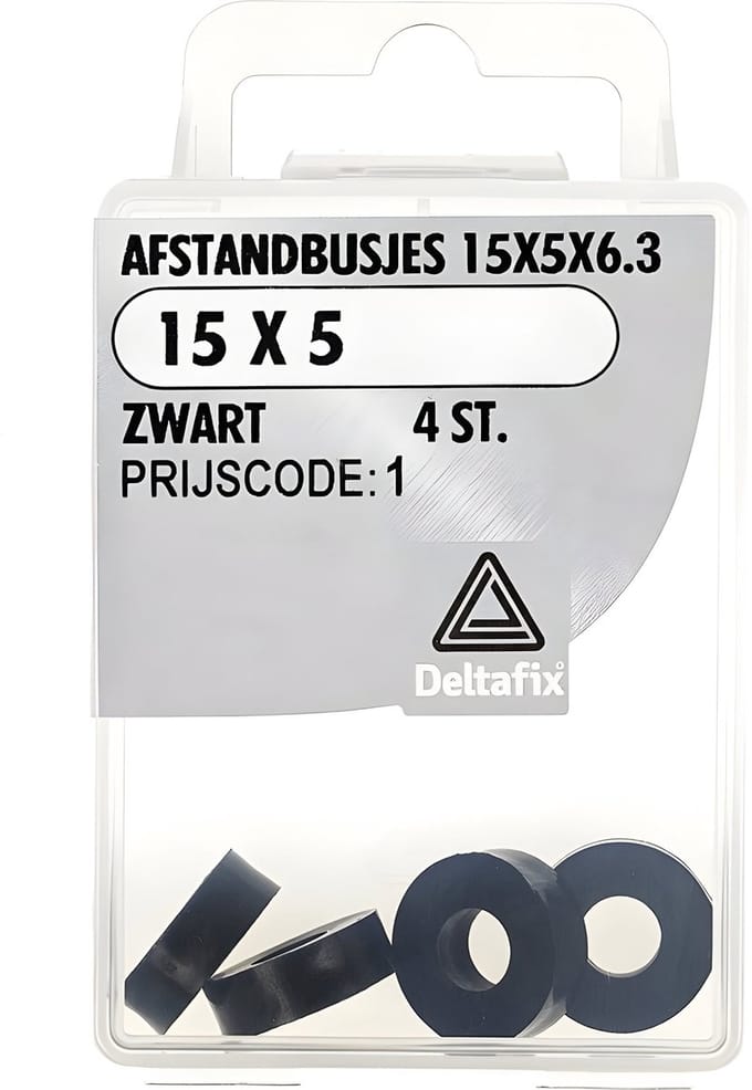 Deltafix - Afst.bus 15x5x6.3 zwart 4st