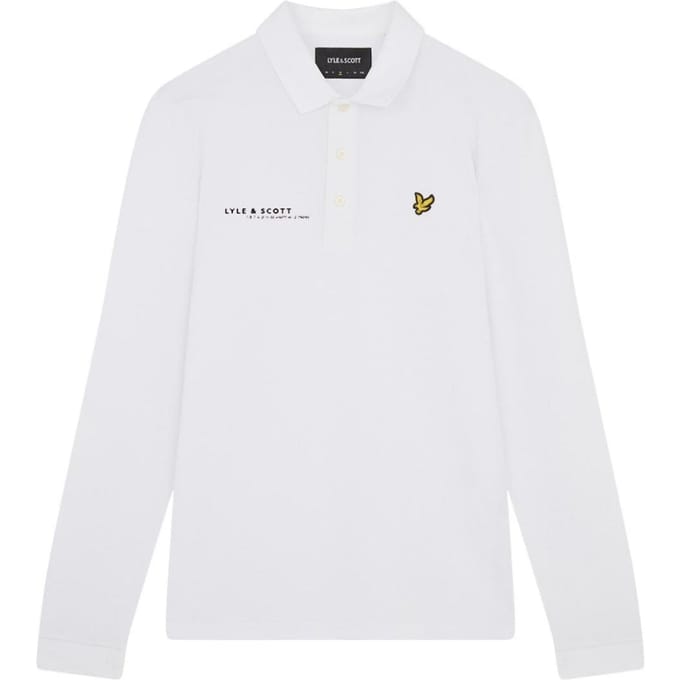 Lyle & Scott wit gecoordineerd logo-poloshirt met lange mouwen