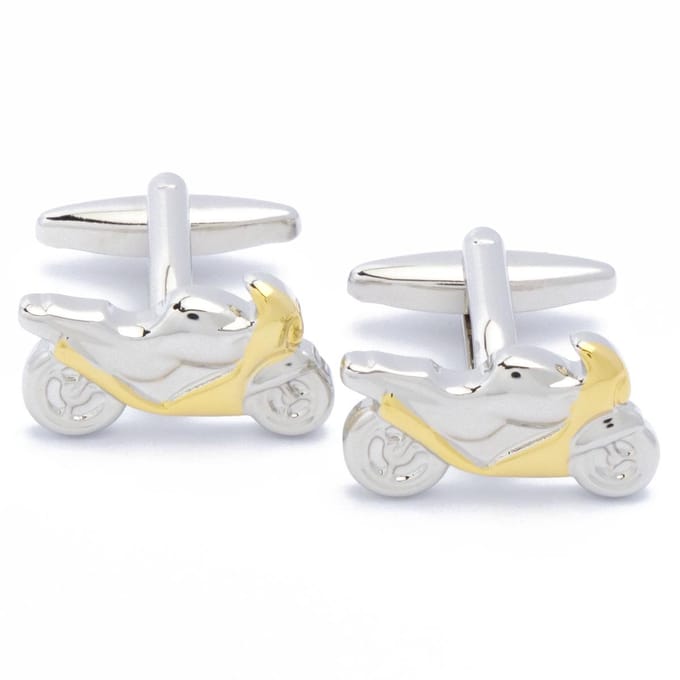 Manchetknopen - Racemotor Zilver en Goudkleurig