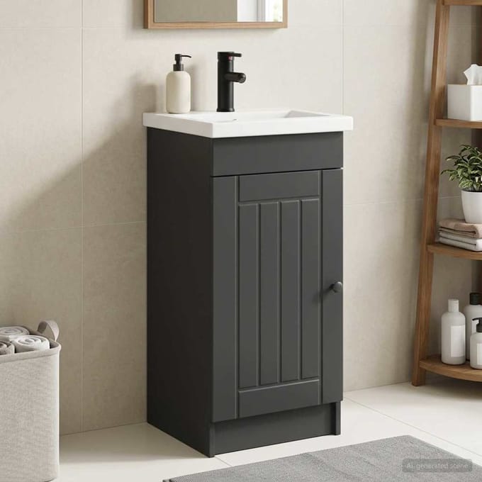 vidaXL - Badkamer - Vanity - met - Wastafel - Zwart - 42 - x - 40 - x - 84,5 - cm