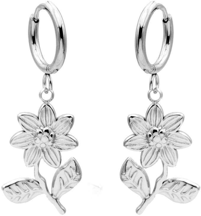 Oorbellen - RVS - bloemen - 4 cm