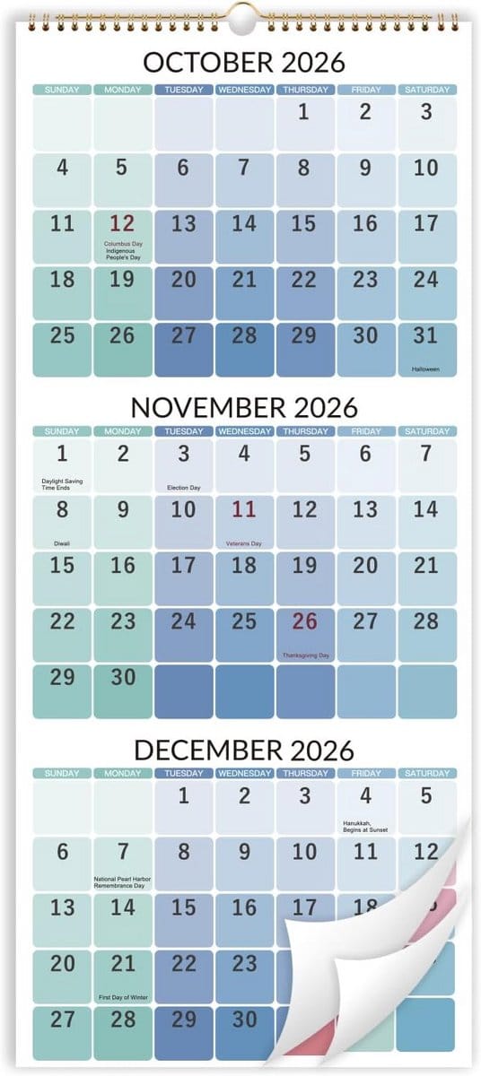 Verticale 3-Maanden Wandkalender 2025 | December 2024 t/m Januari 2026 | Groot Formaat