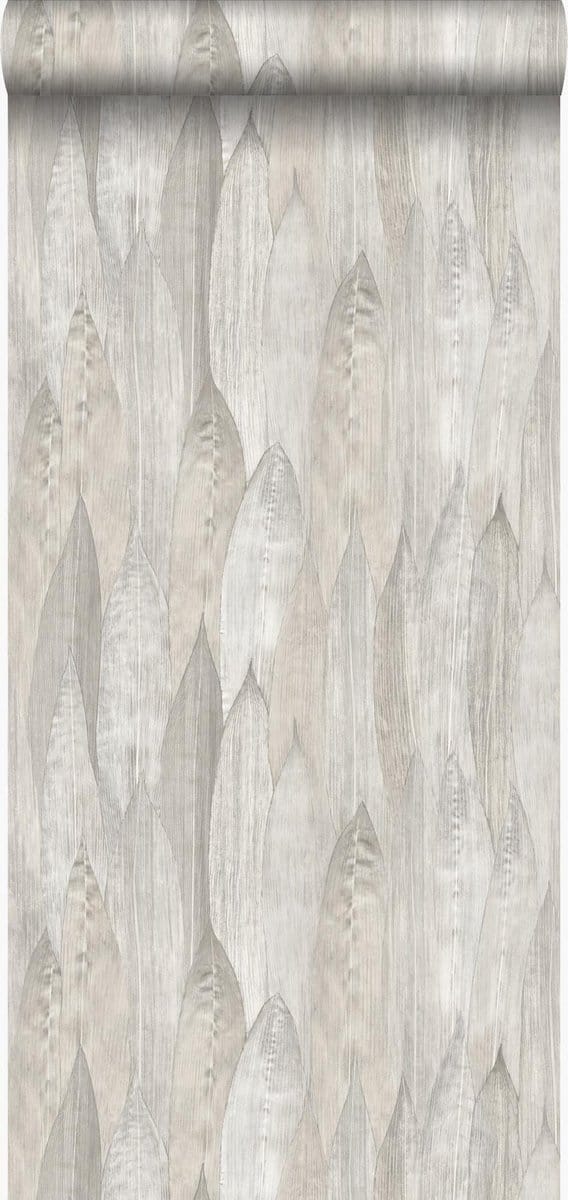 Origin Wallcoverings behang bladeren warm grijs - 53 cm x 10.05 m - 347372