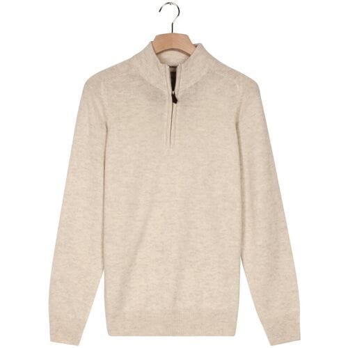 Baileys Trui Half Zip Single Knit Lamswol Mushroom / male