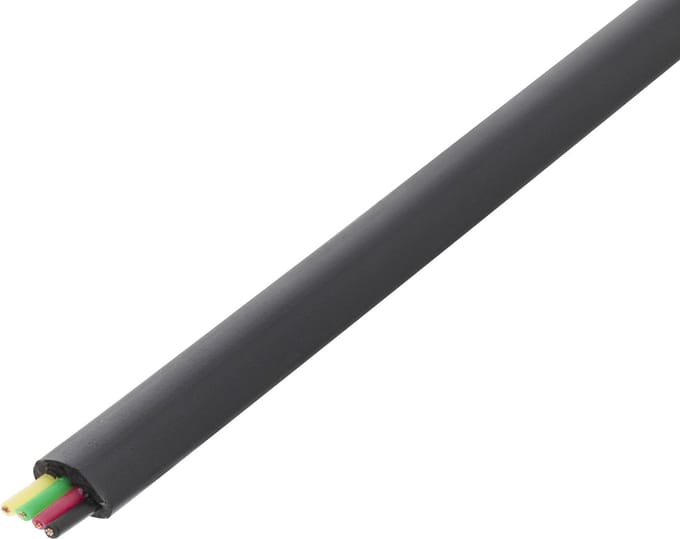 Goobay Platte telefoonkabel 100 m zwart 6-draads, AWG 30 koper, 2,4 x 7 mm, voor onder vloeren en plinten