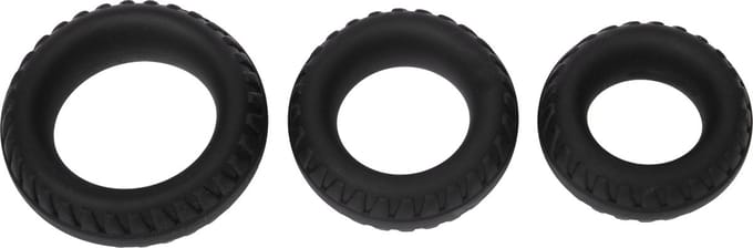 Rimba - Siliconen Cockring met Bandenmotief - Zwart ø 30 mm