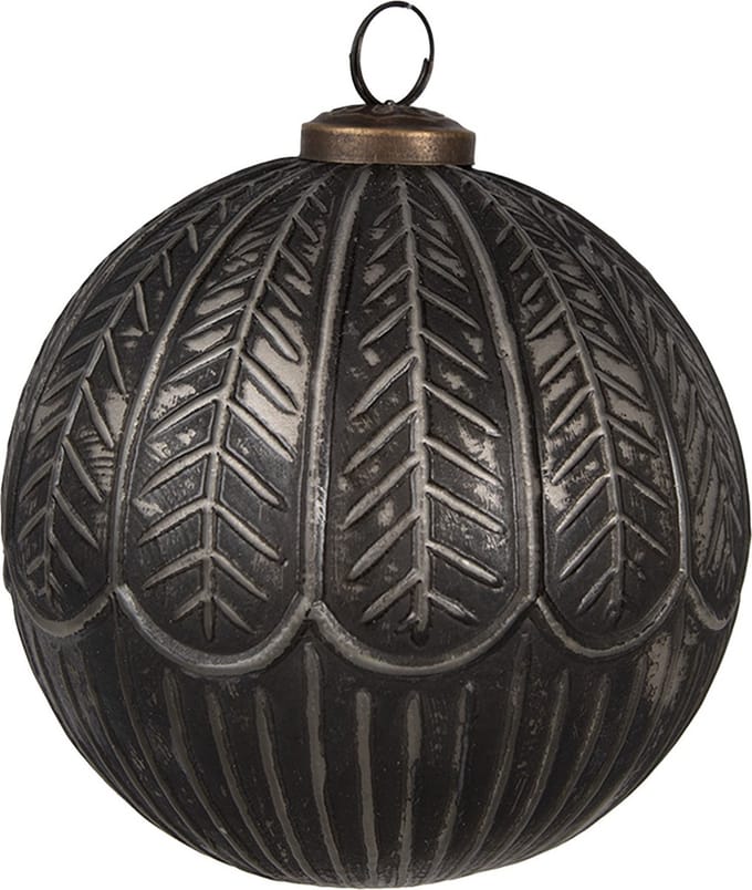 Clayre & Eef Kerstbal Overig Ø 12x12 cm Zwart Glas Kerstballen