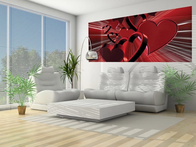 Red Heart Abstract Photo Wallcovering