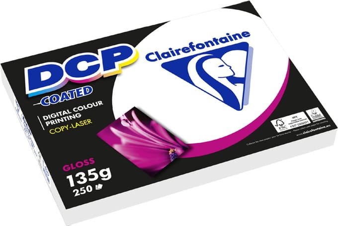 Clairefontaine laserprinter papier DCP Coated Gloss, A3, 135 g/m2, wit, 250 vel