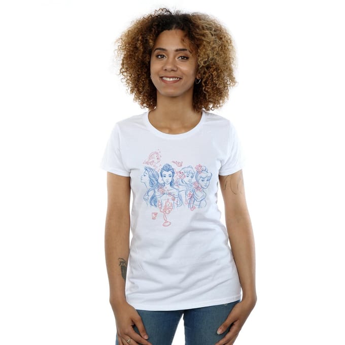 Disney Dames/Dames Prinsessenschets Katoenen T-Shirt (Wit)