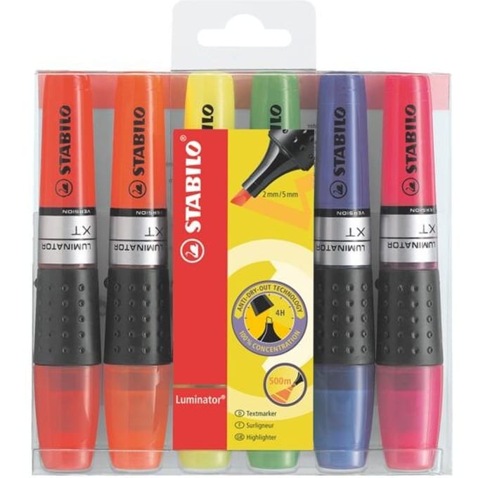 STABILO LUMINATOR - Markeerstift - Extra Grote Inkttank - Etui Met 6 Kleuren