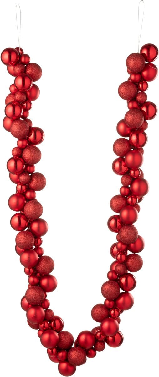 J-Line slinger Kerstbal - kunststof - rood