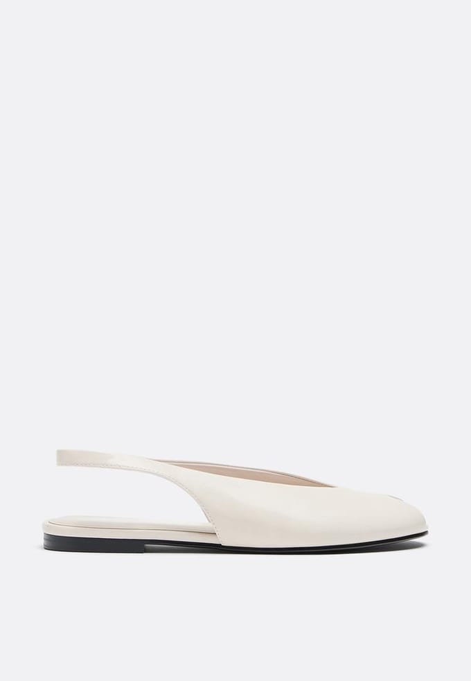 Stradivarius Platte slingback ballerina's met peep toe  ECRU 35