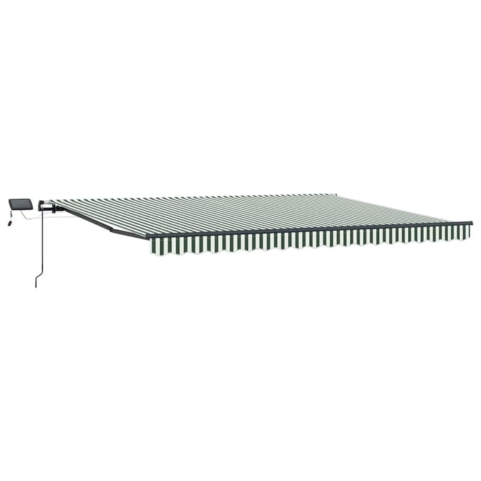 vidaXL - Uitschuifbare - luifel - Groen - en - Wit - 400 - × - 300 - cm
