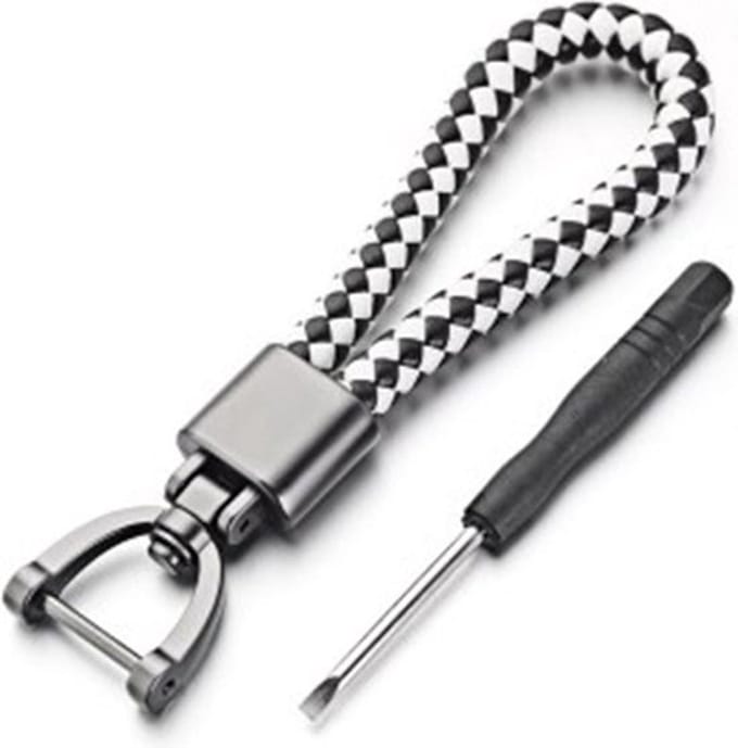 Sleutelhanger Auto I Sleutelhouder I Sleutelhanger Leer I Universeel I Wit / Zwart